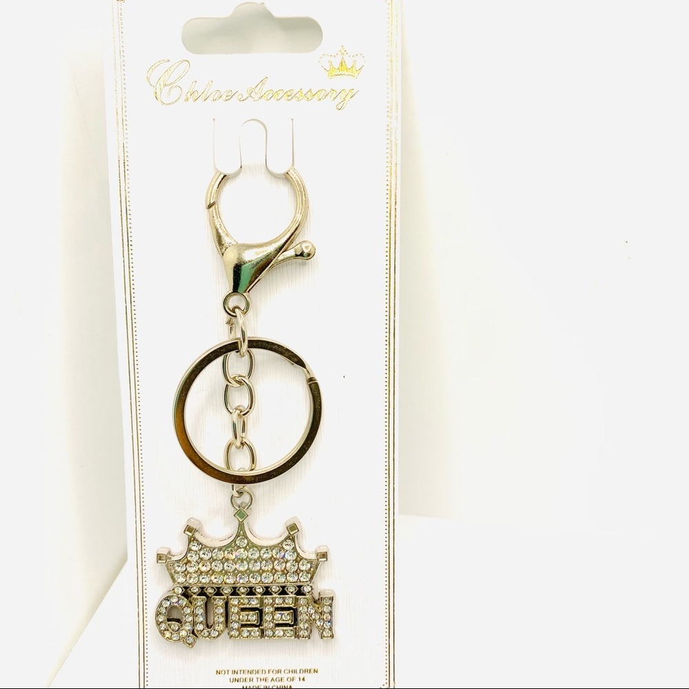 Purse Charm Key Chain Queen Crystals set in Silver tone. SUPER BRILLIANT